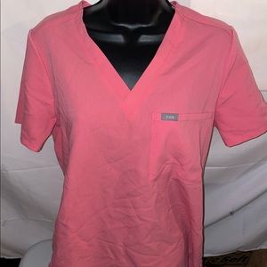 FIGS one pocket scrub top neon pink